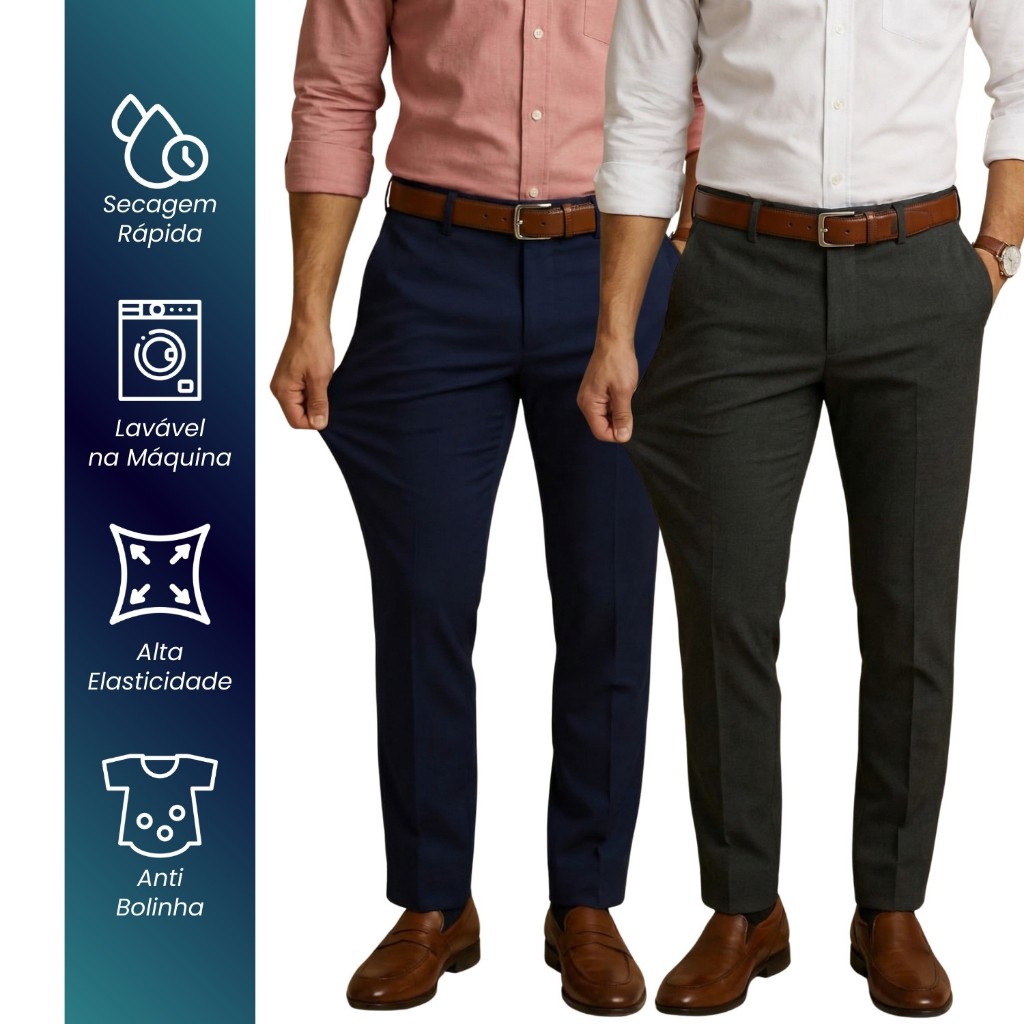 Calça Slim Masculina Alfaiataria Terno Esporte Fino Social Luxo Confortável Casual