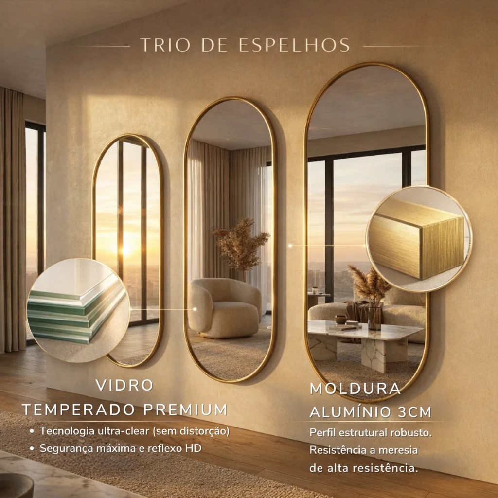 Espelho Oval Decorativo Sala Quarto Hall Design Minimalista em Oferta na Shopee