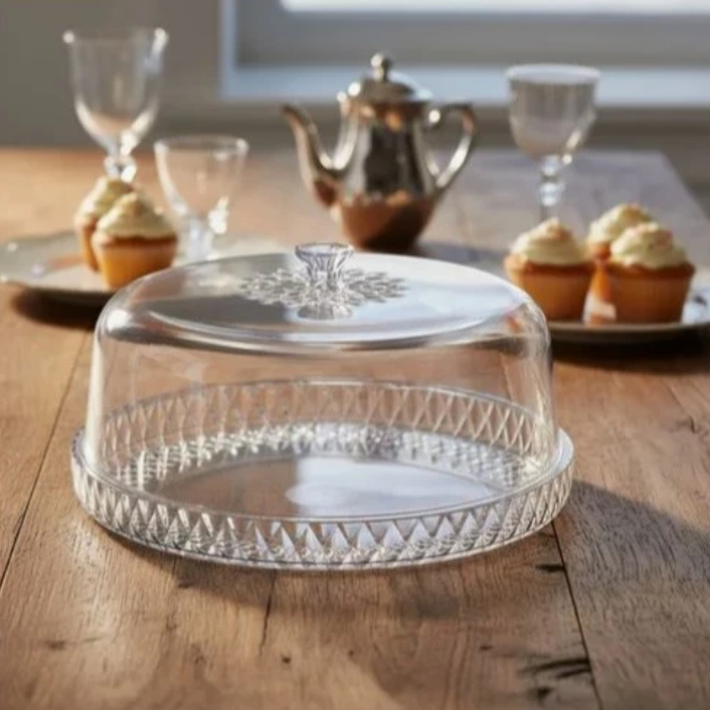Kit Boleira e Queijeira Mesa Posta Glamour Acrílico Porta Bolo Tortas Queijos Decoração Suporte
