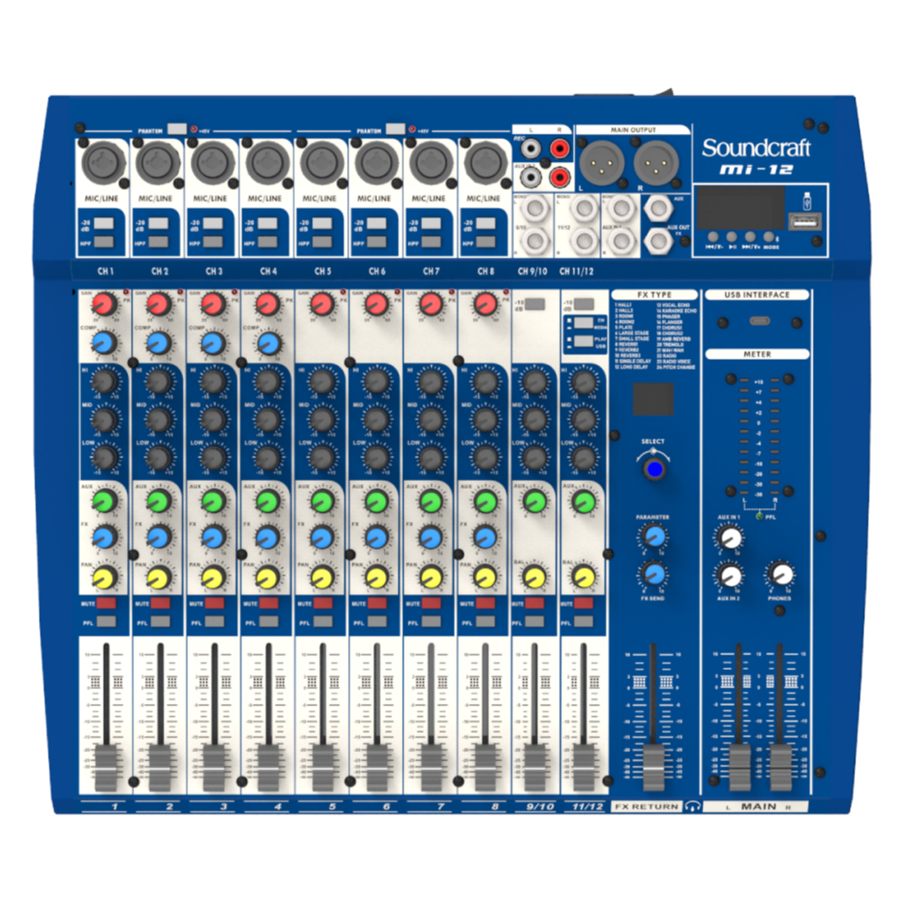 Mesa De Som Profissional Soundcraft 12 canais Mi-12 Series Console Original Mi12 Bluetooth USB em Oferta na Shopee