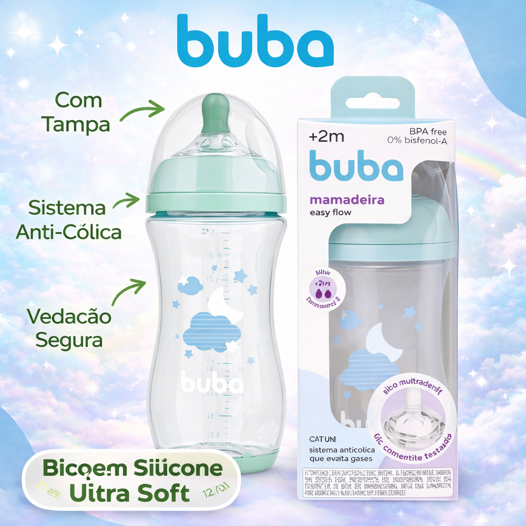 Mamadeira Buba 270ml Mamadeira anticolica e antivazamento buba Bico mamadeira buba Macio Easy Flow em Oferta na Shopee