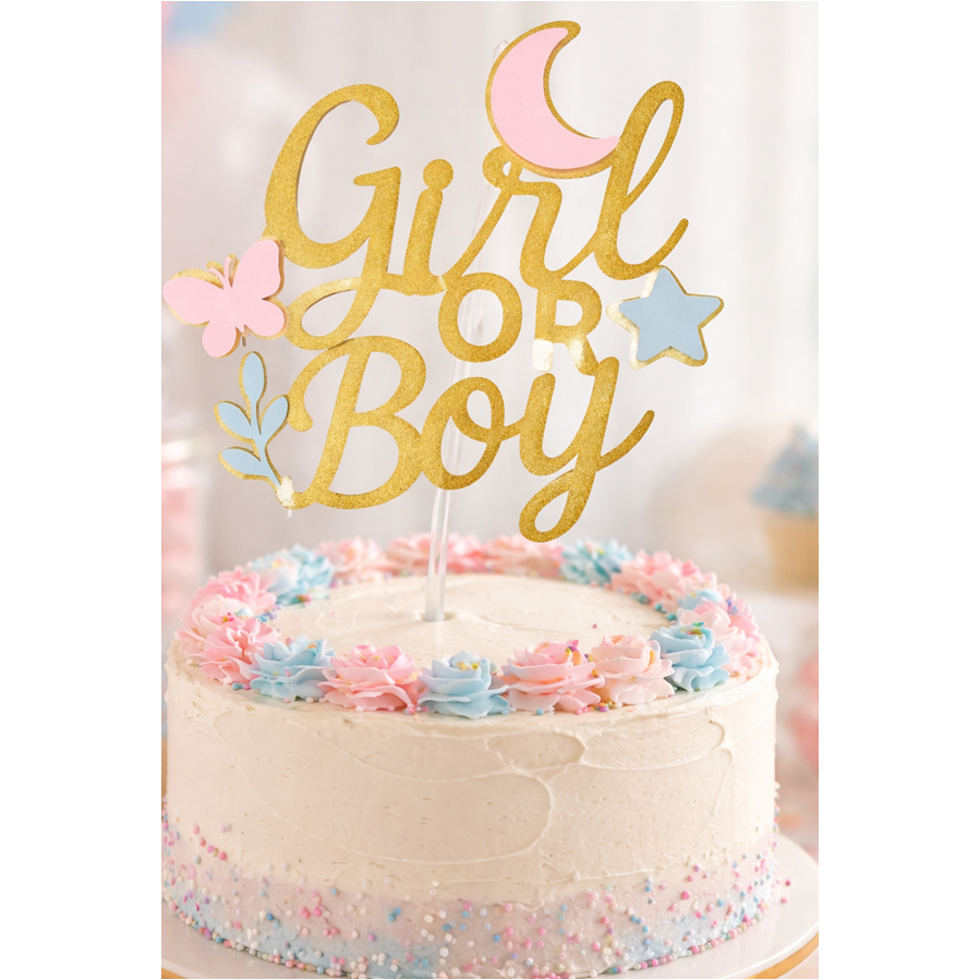 Topo de bolo personalizado chá de revelação/Topper personalizado chá de revelação/topo boy or girl