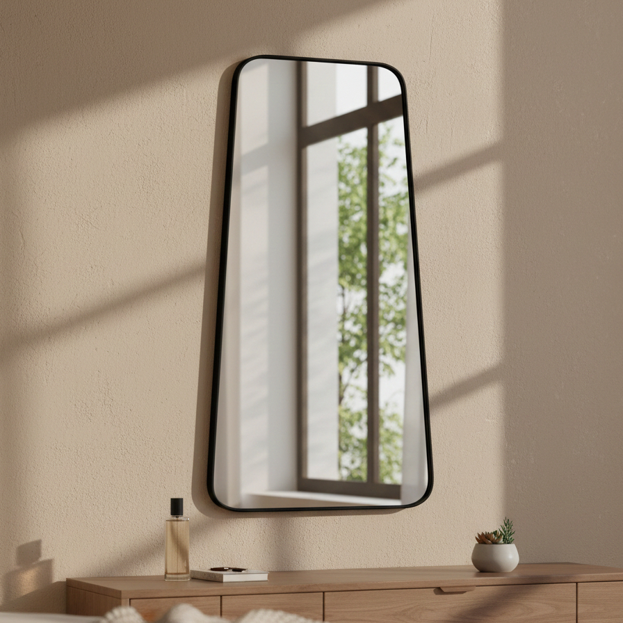 Espelho Grande com Moldura Couro 3cm de Chão Corpo Inteiro 110x60cm para Banheiro Sala Quarto em Oferta na Shopee