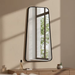 Espelho Grande com Moldura Couro 3cm de Chão Corpo Inteiro 110x60cm para Banheiro Sala Quarto