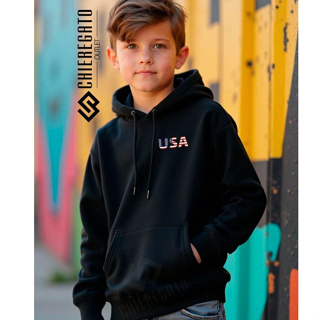 Moletom Infantil Juvenil Estampado USA Streetwear Blusa de Frio Com Capuz Blusão Flanelado Inverno em Oferta na Shopee