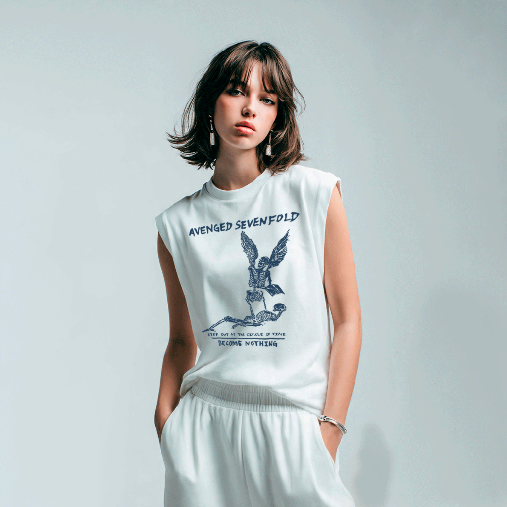 Camiseta Regata Feminina Oversized Muscle Avenged Sevenfold Become Nothing Skulls Band Street