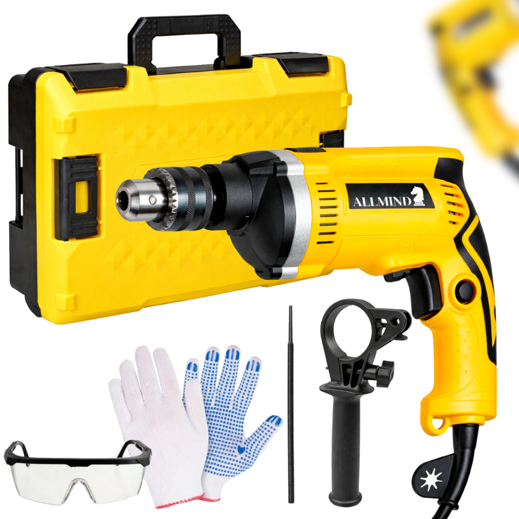 Furadeira de Impacto 13mm 900W com Guia de Profundidade Profissional e Velocidade Variável