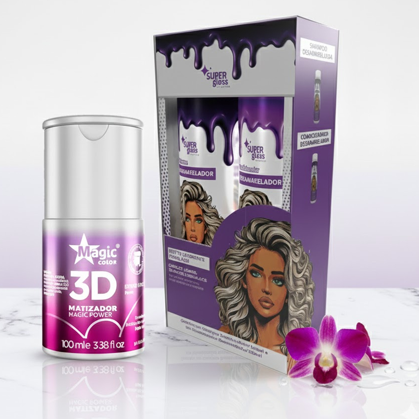 Magic Color Matizador Pérola 100ml + Kit Shampoo e Condicionador 2x300ml Super Gloss Efeito Pérolado
