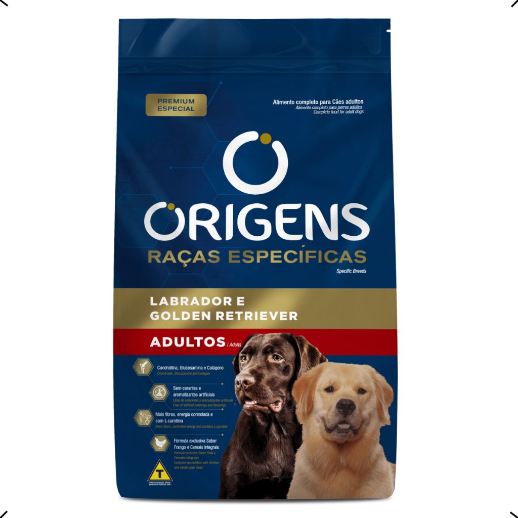 RAÇÃO ORIGENS LABRADOR E GOLDEN RETRIEVER ADULTO 15KG