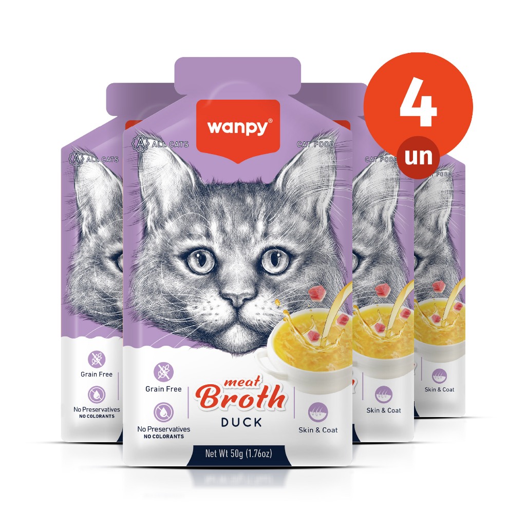 Kit 4 Truly Wanpy Petisco Sopa para Gatos Sabor Pato 50g em Oferta na Shopee