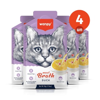 Kit 4 Truly Wanpy Petisco Sopa para Gatos Sabor Pato 50g em Oferta na Shopee