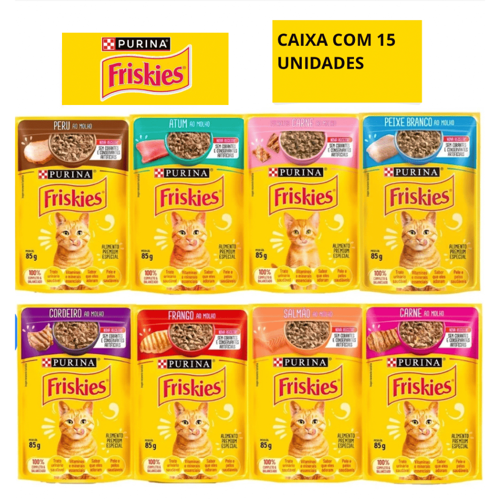Sachê Friskies para Gatos – Kit com 15 Unidades – envio imediato