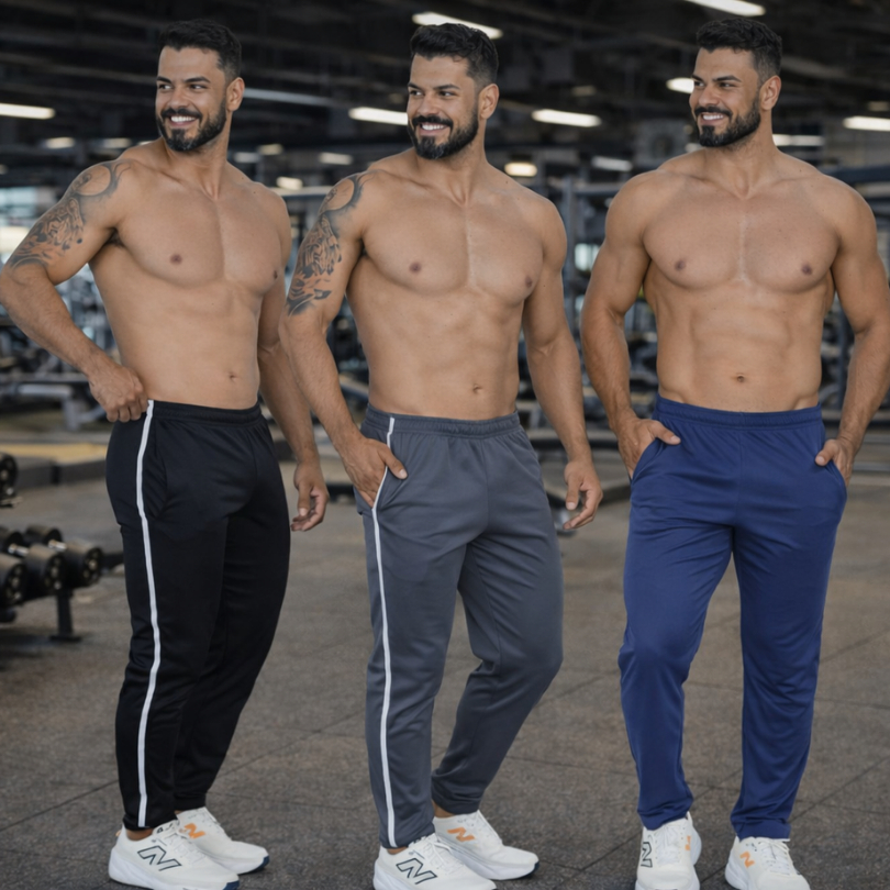 Calça Masculina Fitness Speed Dry Fit Com Listra Lateral Conforto E Performance em Oferta na Shopee
