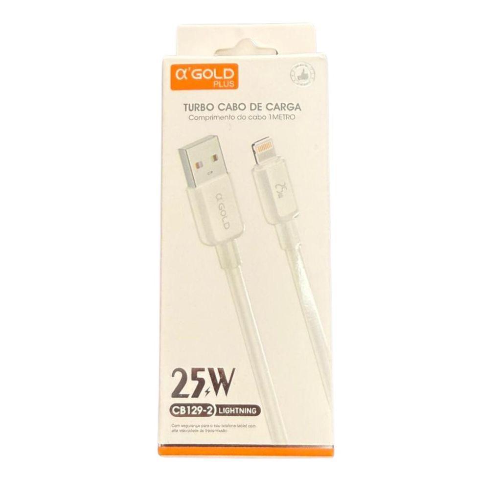 Cabo Turbo A’Gold Lightning 25W CB129-2 | 1 Metro | Carregamento Rápido e Seguro | Original e Resistente p/ iPhone
