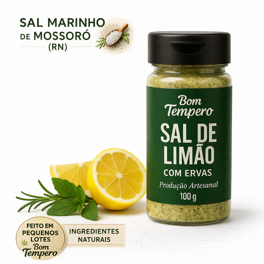 Sal de Limão Integral com Ervas Naturais – Artesanal com Sal de Mossoró | Bom Tempero