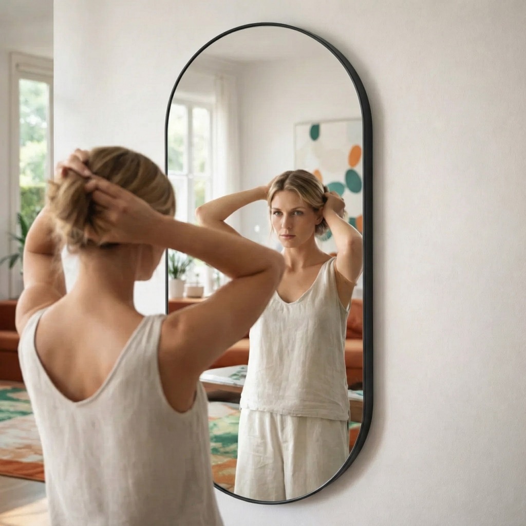 Imagem Espelho Corpo Inteiro Pequeno 110x50 Luxo Quarto E Closet