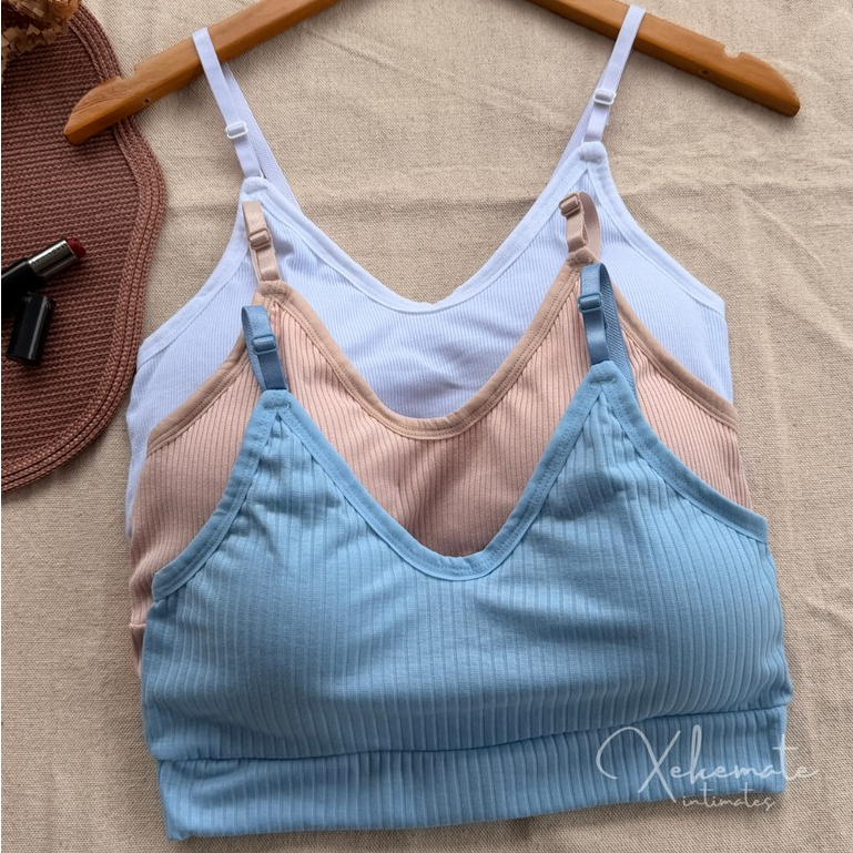 Kit 5 Top Canelado Sutia com Bojo Removivel Alças Ajustaveis Topper Fitness em Oferta na Shopee