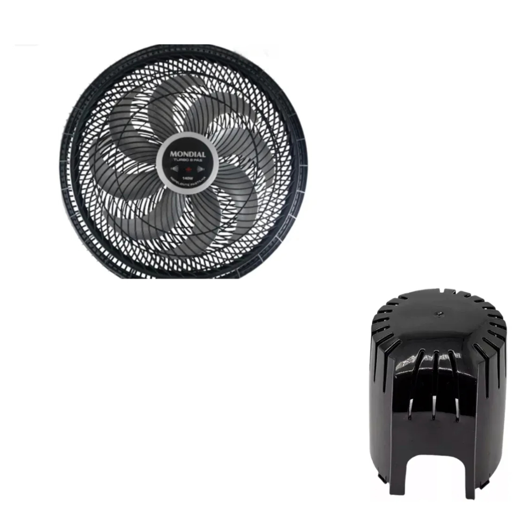 Grade Traseira + Dianteira + Hélice Ventilador Mondial 40cm 8 Pás+Trava de Segurança+Capu