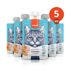 Kit 5 Truly Wanpy Petisco Creamy para Gatos Sabor Frango e Cenoura 90g