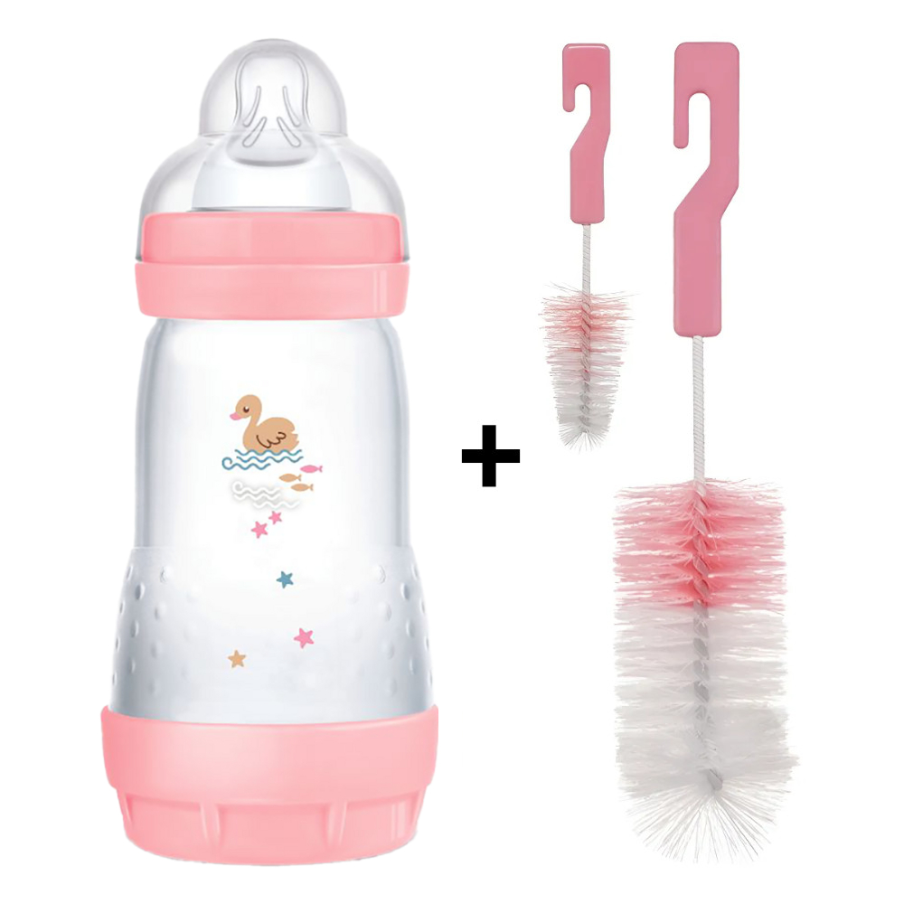 Kit Mamadeira Start MAM 260ml Rosa + Escova P/ Mamadeira Rosa BUBA em Oferta na Shopee