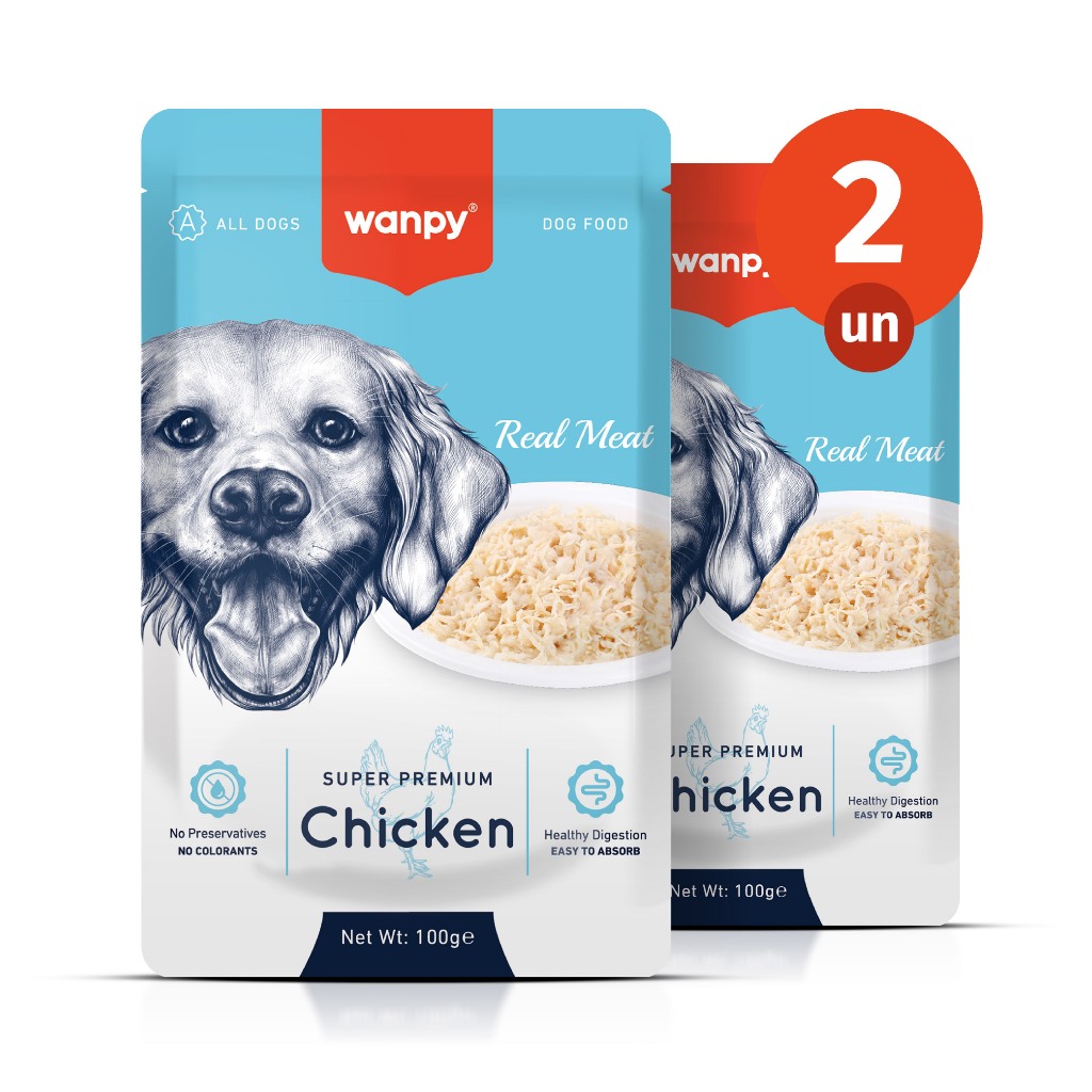 Kit 2 Truly Wanpy Petisco Sachê para Cães Sabor Frango 100g em Oferta na Shopee