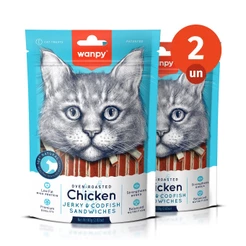 Kit 2 Truly Wanpy Petisco para Gatos Mini Tiras de Frango e Peixe 80g