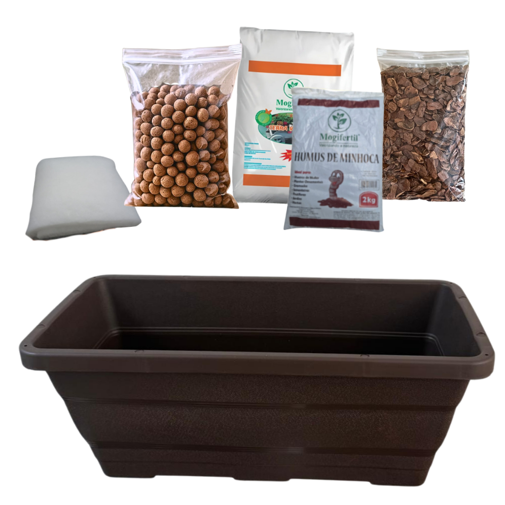 Jardineira Retangular 9,7L Com Kit Plantio Para Horta E Flores em Oferta na Shopee