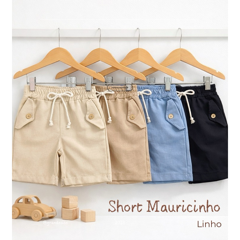 Short Infantil Menino Mauricinho em Linho em Oferta na Shopee