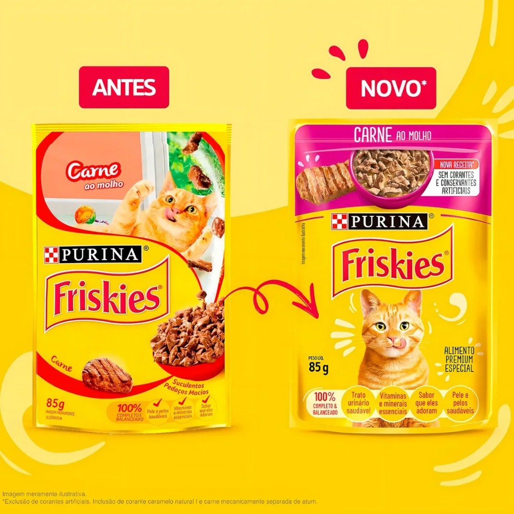 Detalhes do Ração Úmida Gatos Adulto Carne 85g - 15 Sachês Friskies