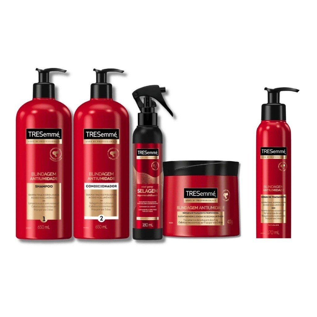 Kit Tresemmé Blindagem Antifrizz Antiumidade 5 Produtos - Completo