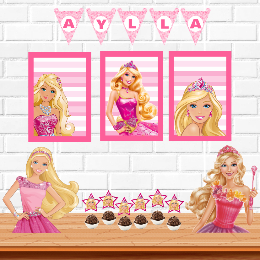 Barbie Kit Festa Decoração Infantil só um bolinho Mimo Lembrancinha Personalizado para Aniversário e Mesversário