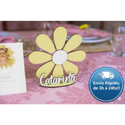 Centro De Mesa Margarida Colorido Personalizado Com Nome Decoração Festa Aniversário