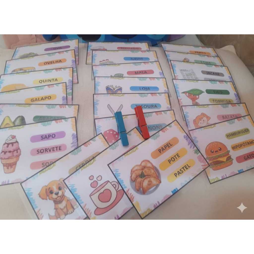 Jogo Educativo Prenda a Palavra – Leitura e Associação de Imagens (24 Fichas)