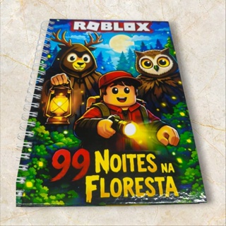 Caderno Escolar Roblox 99 noites na Floresta com adesivos capa Dura 96 folhas 20x27,5cm COD.57 em Oferta na Shopee