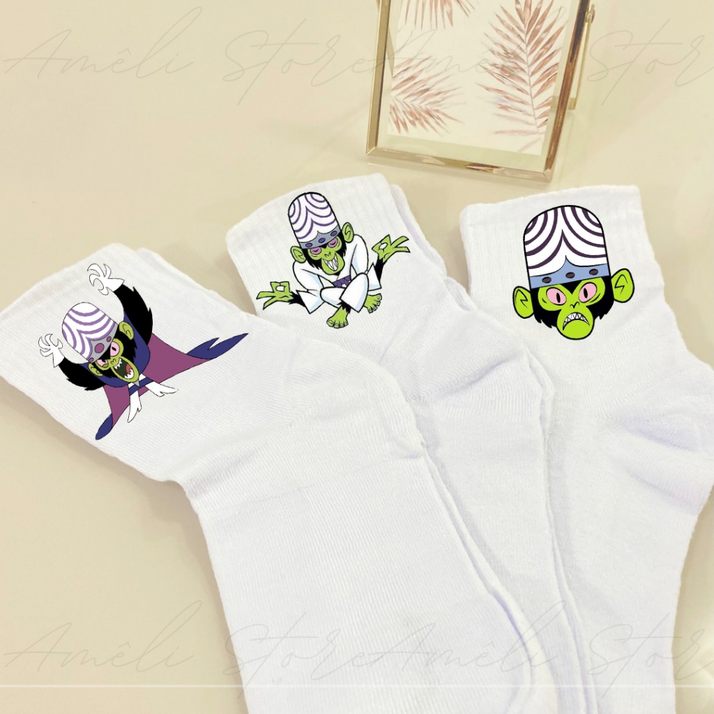 Meia Macaco Louco Kit 03 Pares de Meias Personalizadas Cano Alto Branca em Oferta na Shopee