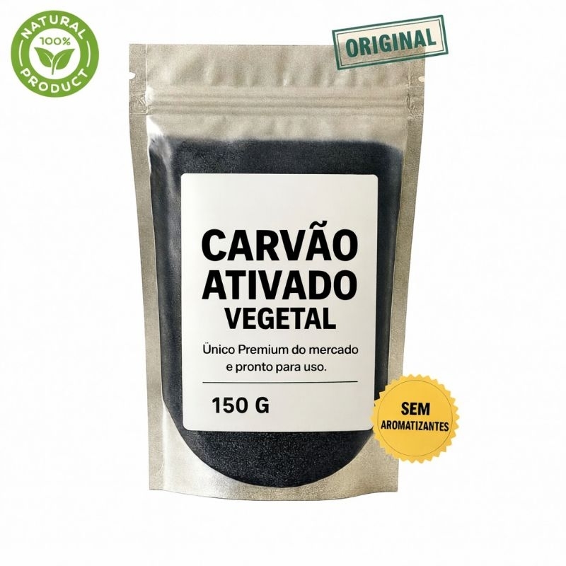 Carvão Ativado Vegetal 150g | Pó Fino | 100% Natural | Uso cosmético, capilar e artesanal