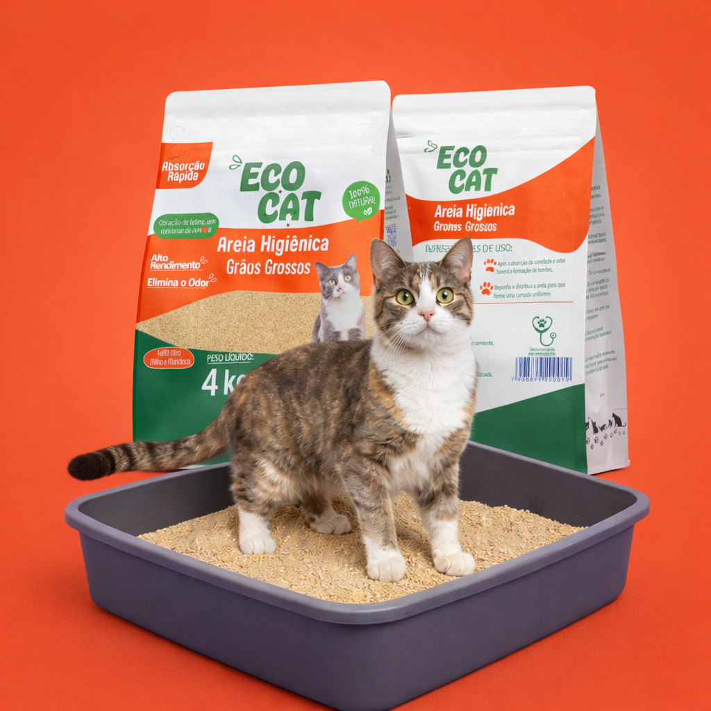Areia Biodegradável - Grãos Grossos | 🐱🧡🌿