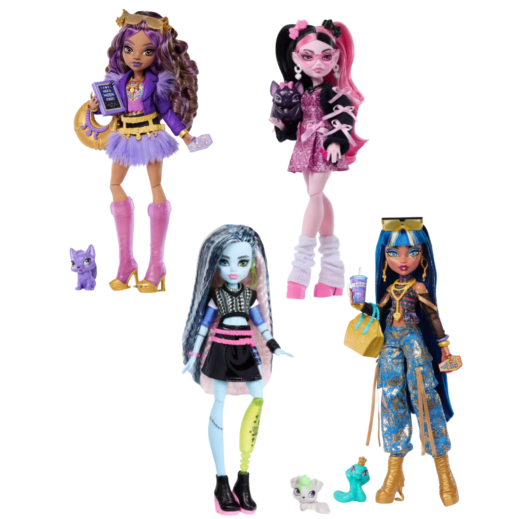 Boneca Monster High G3 Core Refresh Mattel – HPD53 | Draculaura / Clawdeen / Cleo / Frankie Stein