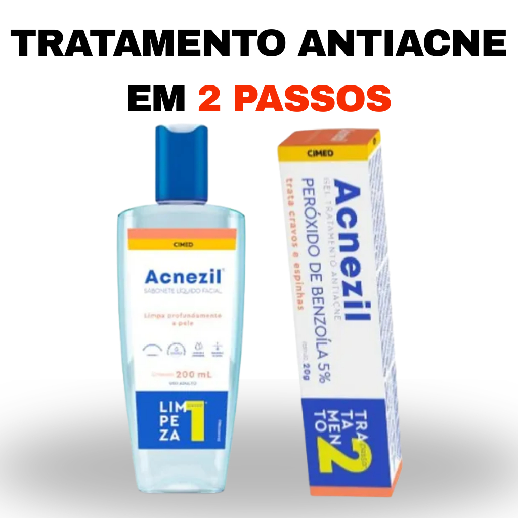 ACNEZIL TRATAMENTO ANTIACNE EM 2 PASSOS – SABONETE + GEL TRATAMENTO em Oferta na Shopee