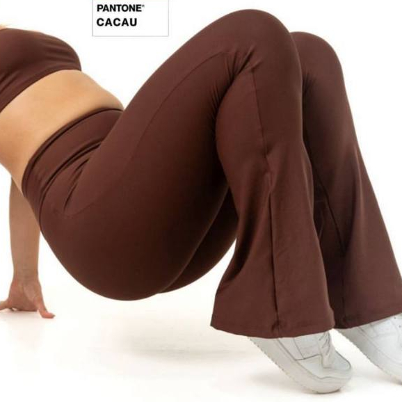 Calça Legging Flare Bailarina Dia Dia Zero Transparência Academia Boca De Sino Feminina