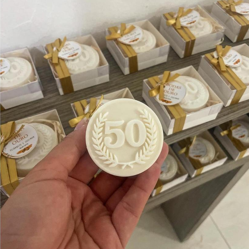 Lembrancinha Sabonete Brasão com Número Personalizado - Kit 10/15/20/25/30/35/40/45/50