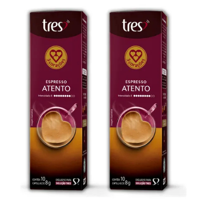 Kit com 20 Cápsulas Café Expresso 3 Três Corações Atento - Envio Imediato