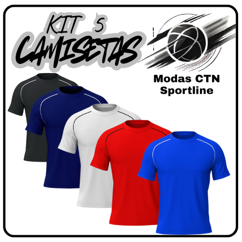 Kit 5 Camisetas Poliéster DryFit Masculina Lisa Academia Corrida Casual Esportes Confortável