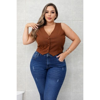 Coletinho Curto Plus Size Feminino Social Alfaiataria Forrado Roupa Grande Moda em Oferta na Shopee