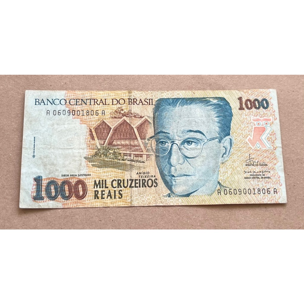 Cédula de 1000 Cruzeiros Reais MBC Bonita para fechar Álbum. Nota de Coleção Escassa