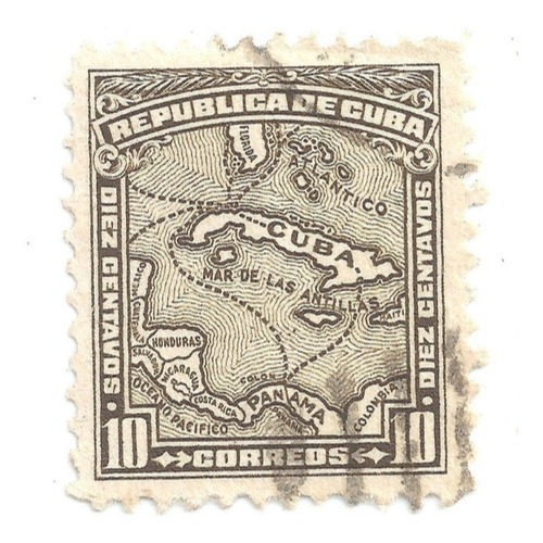 Selo Postal Antigo Cuba 10 Centavos Ano 1914 - F09