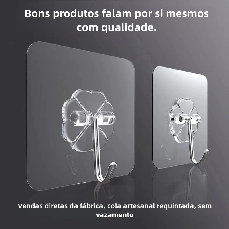 2/4/6/8/10/15 Gancho Adesivo Parede Multifuncional Transparente Autocolante Metálico Premium — imagem 1