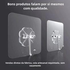 2/4/6/8/10/15 Gancho Adesivo Parede Multifuncional Transparente Autocolante Metálico Premium