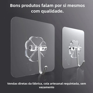 2/4/6/8/10/15 Gancho Adesivo Parede Multifuncional Transparente Autocolante Metálico Premium