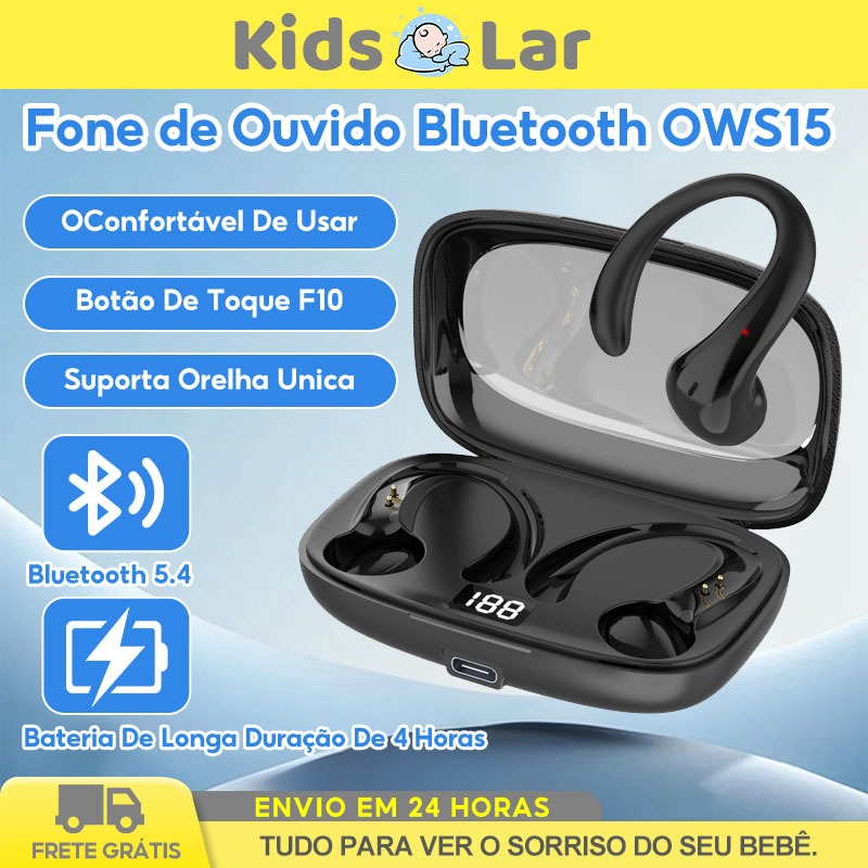 Fone de Ouvido Bluetooth Sem Fio OWS15 Open-end Ultra-Long Battery Lifety de 4 horas Design Não-Ouvido em Oferta na Shopee